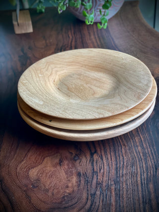 Turned wooden plates