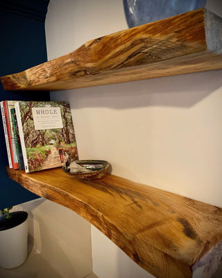 Detailed handcrafted wooden shelves