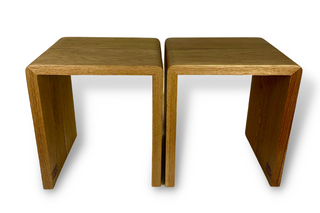 Two small hand-made wooden tables